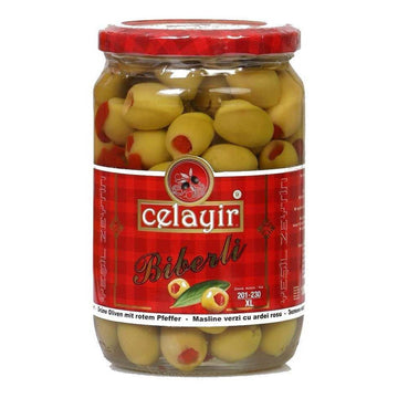 Celayir Zeytin Green Olives with Peppers, Seedless, Celayir, in Brine, Jar, 400 g