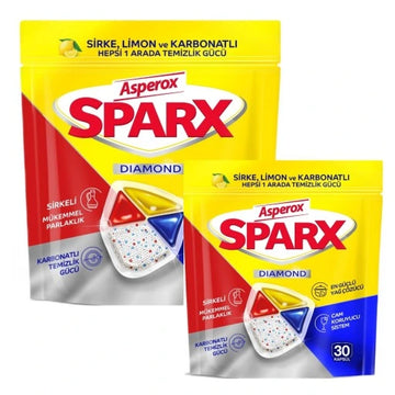 Asperox Dishwasher detergent capsules, SPARX 3in1 Diamond Lemon, 30 pcs, lemon scent