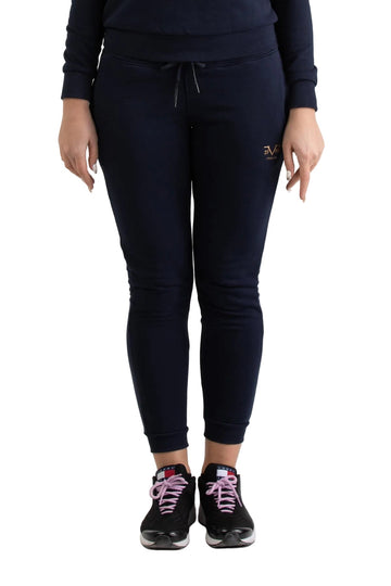 Pantaloni de trening Versace 19.69 Abbigliamento Sportivo Milano Italia pentru femei, bleumarin și auriu