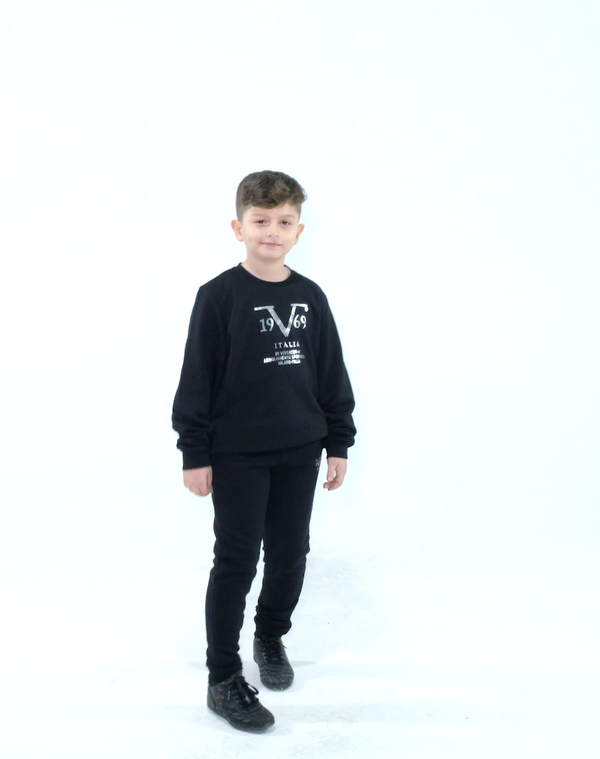 Set Trening Versace 19.69 Abbigliamento Sportivo Milano Italia Junior Negru și Argintiu